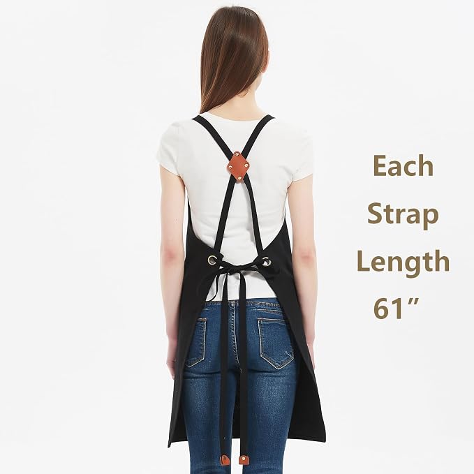 AFUN Aprons for Women Men with Large Pockets, 12-Ounce Cotton Canvas Cross Back Apron - Image 6