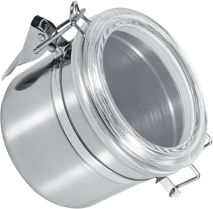 Stainless Steel Kitchen Food Storage Container Bottle For Sugar Tea Coffee Beans Dry Goods Transparent Cover Easy To Use Kitchen Canister (Small Size (29.9 X 15 X 6.7in))