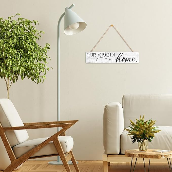 AGMDESIGN There's No Place Like. Home. Wooden Sign, Rustic Wall Decor for Shelf Desk Front Door, Farmhouse Bedroom Kitchen Bathroom Living Room Hanging Wooden Plaque, New Home Gifts for Friend Coworker - Image 6