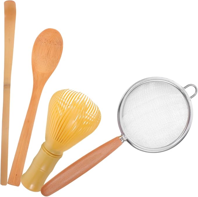 BESTYASH 1Set Matcha Tool Kit Whisk Tea Scoop Strainer Spoon Essential Kitchen Tools for Matcha Milk Tea Preparation Elegant Design for Home Shops