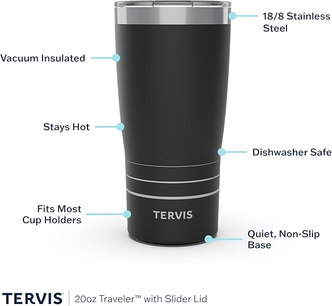Tervis Traveler Inkreel - Teal Wave Made in USA Double Walled Insulated Tumbler Travel Cup Keeps Drinks Cold & Hot,