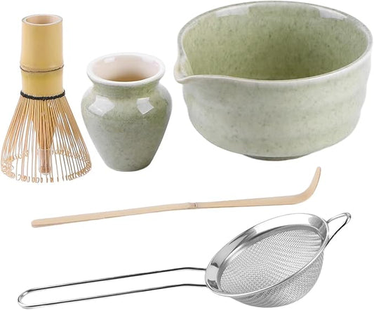 Bamboo Matcha Whisk Set With Bamboo Whisk And Holder Premium Matcha Set (B)