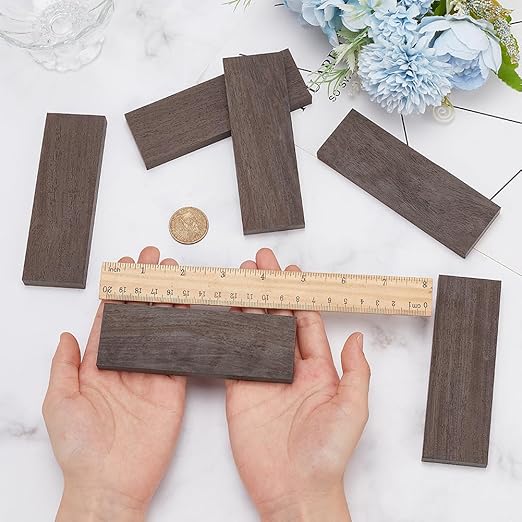 BENECREAT 6pcs Sandalwood Timber Plate, Coffee Natural Wood Knife Handle Scales Rectangle Wood Handle Blanks for DIY Music Instruments Tools Crafts, 4.7x1.6 Inch
