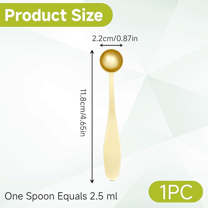 Golden Stainless Steel Matcha Measuring Spoon 1 Gram (1/2 Teaspoon) - Precise Scoop For Matcha Green Tea Powder, Coffee & Baking, Essential Matcha Accessories For Kitchen Use