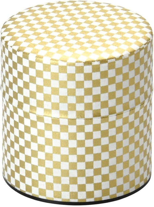 Japanese Pokkan Matcha Coffee Spice Tea Tin Canister Washi Paper Storage with Lid 7.05 oz Capacity (Kenran Ichimatsu,S)