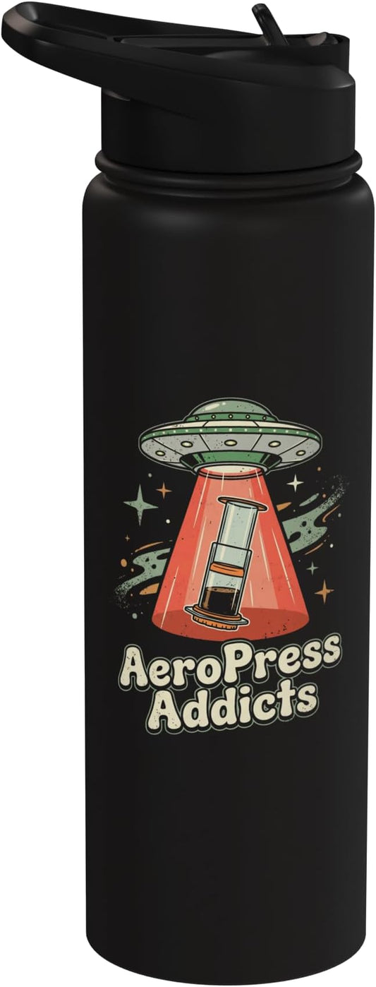 UFO AeroPress Funny Coffee Shirts Sci-Fi AeroPress Brewing Stainless Steel Insulated Water Bottle