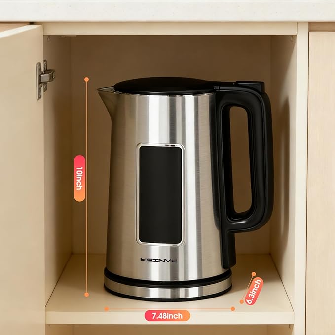 1.7L Electric Kettle, Touch Screen Water Boiler, Auto Shut Off, Double Wall, 6 Preset Temperatures, Fast Boil, and STRIX Control