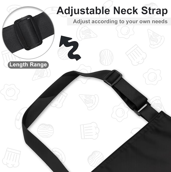 VALOME 2 Pack Kitchen Aprons with Pockets, Cooking Chef Apron for Men Women | Adjustable Neck Strap, Unisex Bib Soft Aprons, Cotton-Blend, for Grilling Cooking Gardening Baking - Image 5