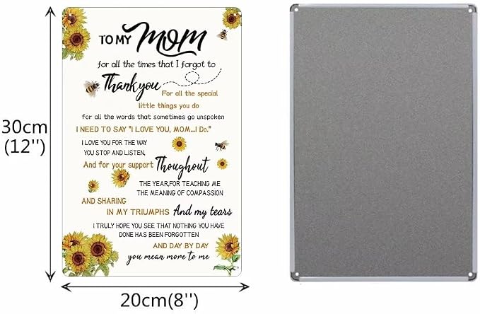 Sunflower Metal Sign for Mom - Mother's Day, Birthday, Thank You Gift - 12 x 8 inches - Image 6