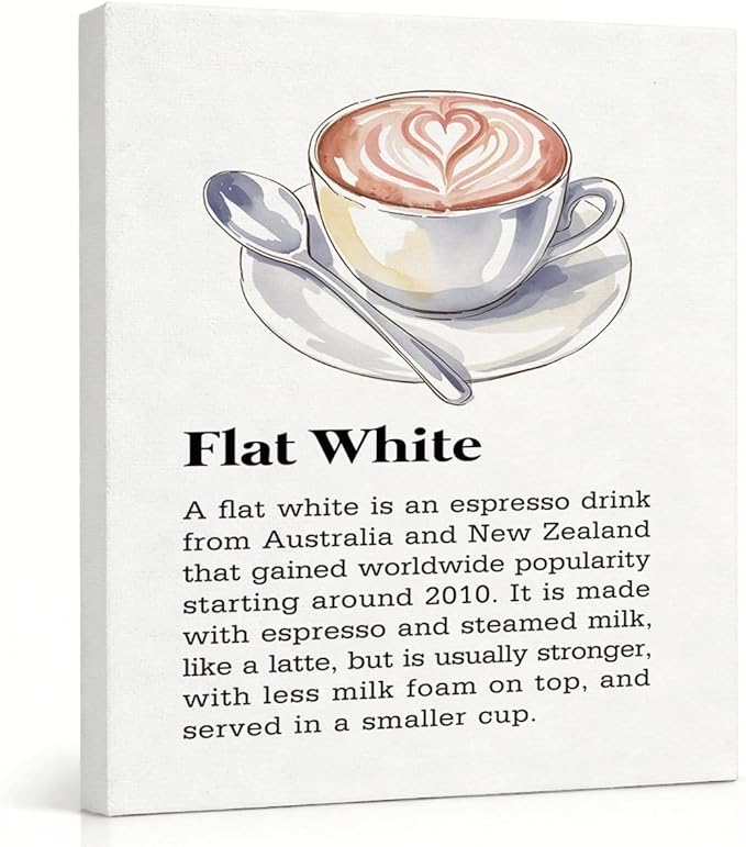 RTVJTERQ Flat White Oil Painting, 8x10 Inches Espresso & Steamed Milk Art Print, Stylish Wall Decor for Home Kitchen & Café, Unique Artwork, Ideal Gift For Aficionados