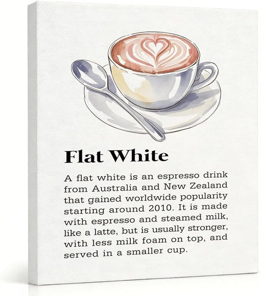 RTVJTERQ Flat White Oil Painting, 8x10 Inches Espresso & Steamed Milk Art Print, Stylish Wall Decor for Home Kitchen & Café, Unique Artwork, Ideal Gift For Aficionados