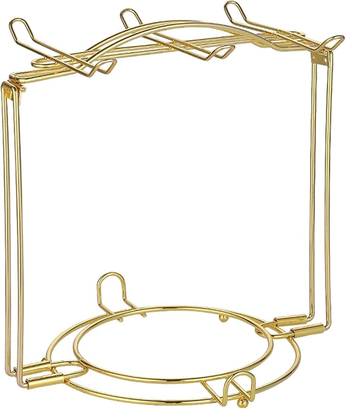 Tea Cups Holder,Gold Metal Coffee Cup Tea Cups Rack,Foldable Organizer for Coffee Cup Spoon and Saucers