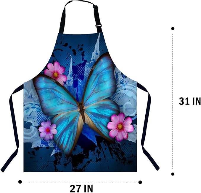 Butterfly Chefs Apron, Cooking and Baking Apron for Men and Women, Kitchen Apron, Butchers Apron, BBQ & Catering Bibs - Image 2