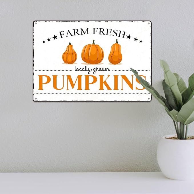 Vintage Pumpkins Metal Signs Wall Decor Funny Vegetables Art Poster Decorative for Home Farmhouse Kitchen Garden Cafe Bar Farm Porch Fence Yard 12X8 Inch Aluminium Hanging Plaque - Image 5