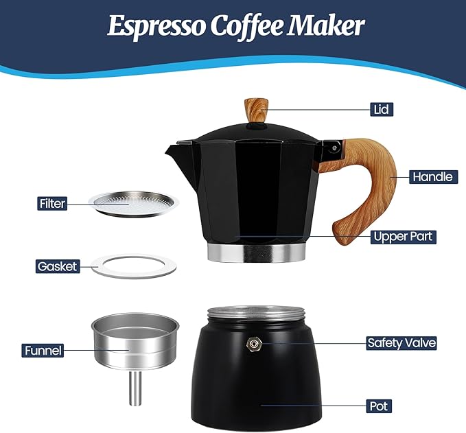 12 Cup Moka Pot Aluminum 600ml Italian Coffee Maker Stovetop Espresso CoffeeMakers Mocha Pot Percolator for Electric Ceramic Stove Classic Greca Cafe Makers Portable for Easy Brewing