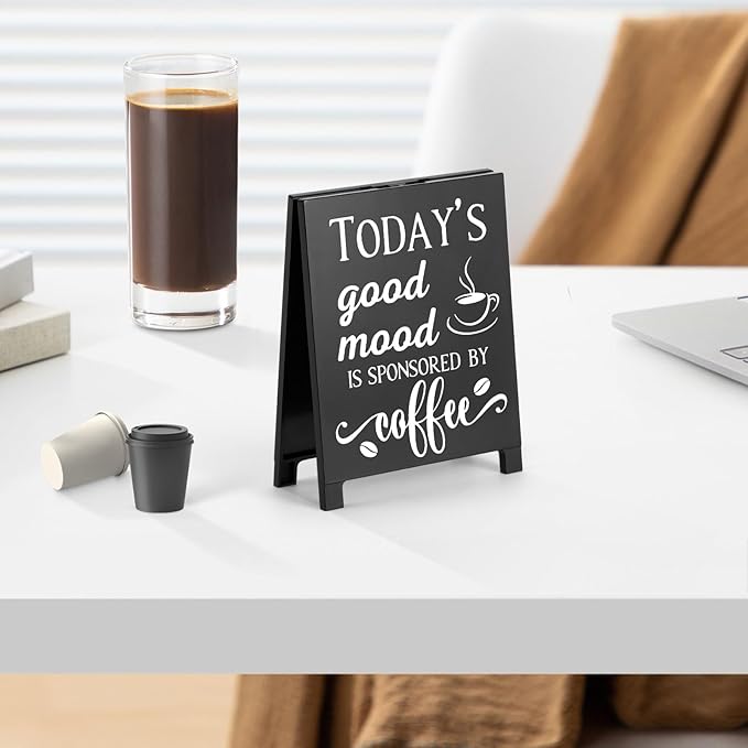 Today's Good Mood Is Sponsored By Coffee Desk Decor Sign Retro Coffees Shop Table Display for Home Office Kitchen Bar Cafe Counter Bookshelf Christmas Gift for Coffees Lovers Barista Friends