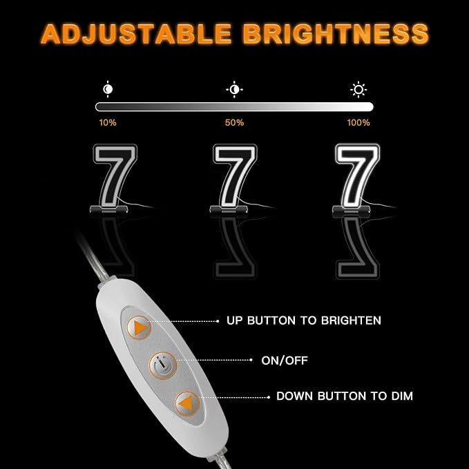 YALLOVE Neon Sign Number 7, 9.8 inches Height USB Powered Night Light-up Numbers for Birthdays Decor, Party Anniversary, Cafe Bar Decor (Small) - Image 4