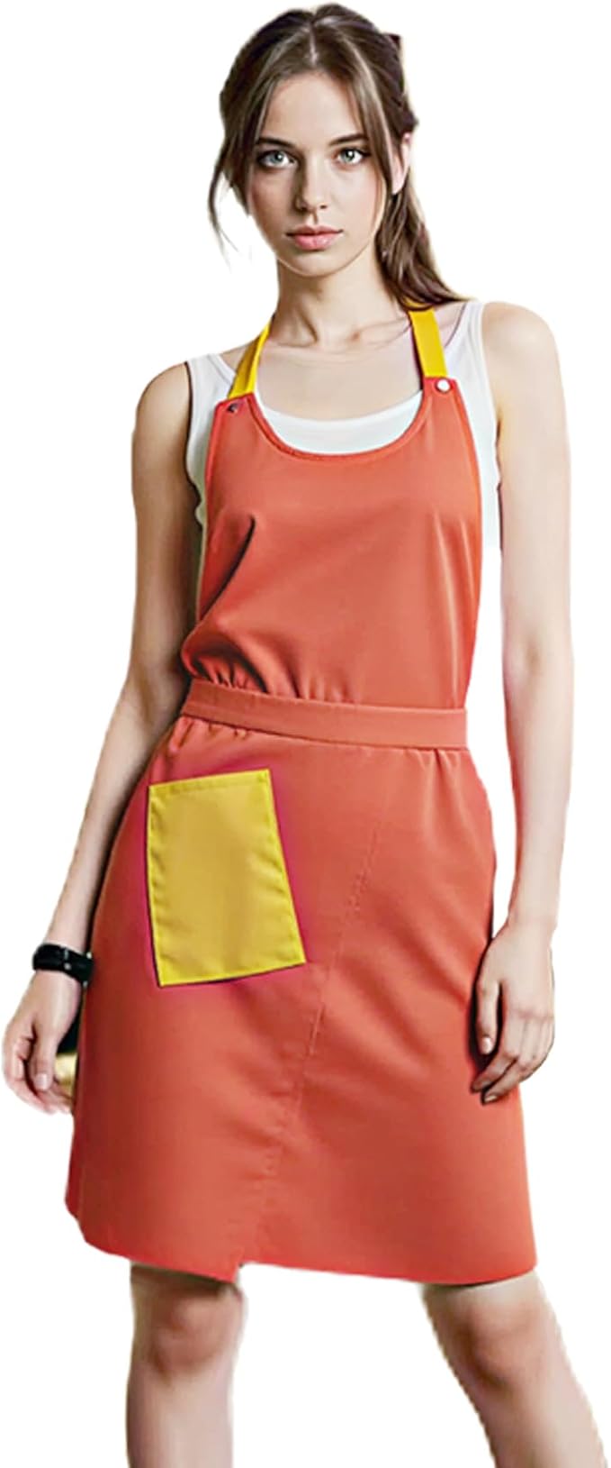 Kitchen Apron with Pockets for Adults,Waterproof Cooking Aprons for Women/Men,Baking/Grilling,Green/Orange/Wine Red - Image 5