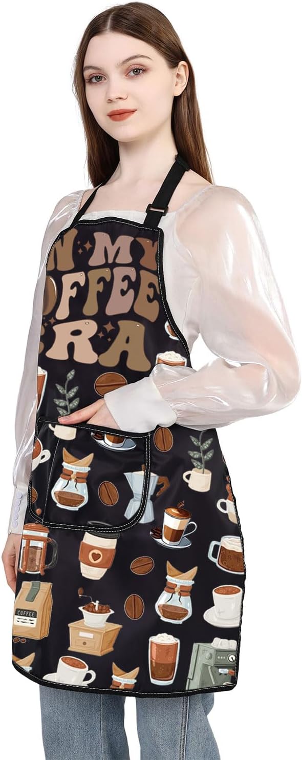 WSNANG In My Coffee Era Apron Coffee Lover Gift Coffee Themed Apron for Barista Funny Coffee Gifts Barista Gift
