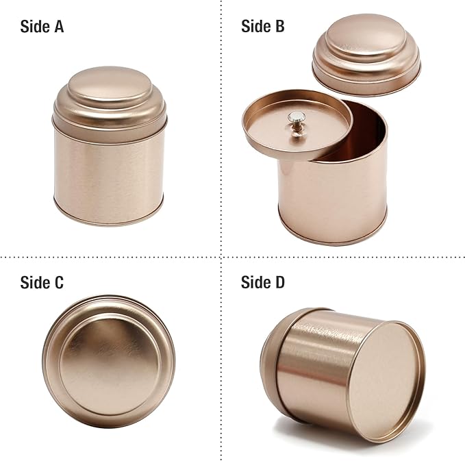 6Pcs Tea Tins Canister with Airtight Double Lids, Mini Tea Storage Containers 8 Oz Round Tin Can Box, for Loose Bags Coffee Sugar Candy Spices
