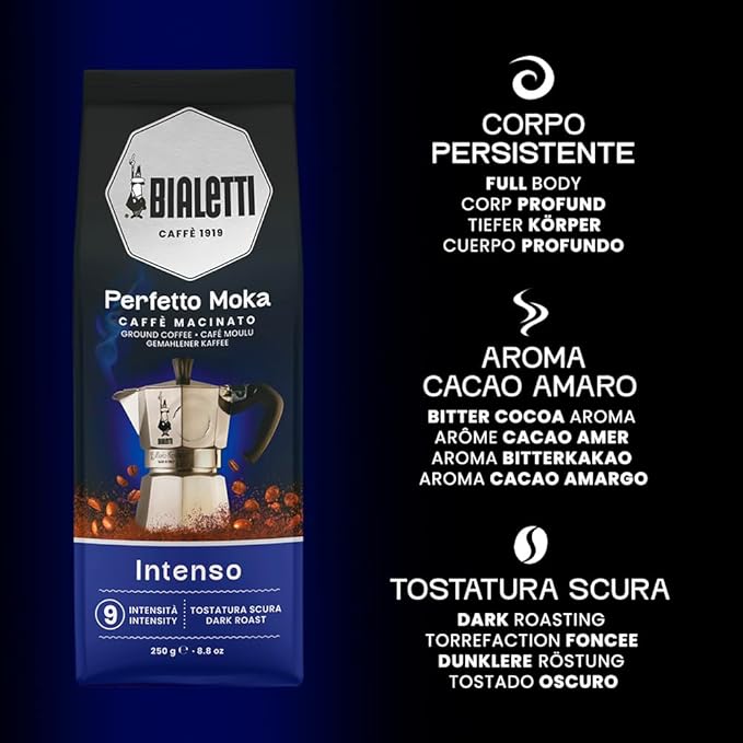 Bialetti Perfetto Moka Café Moulu Intenso (Strong) Dark Roast 250 g
