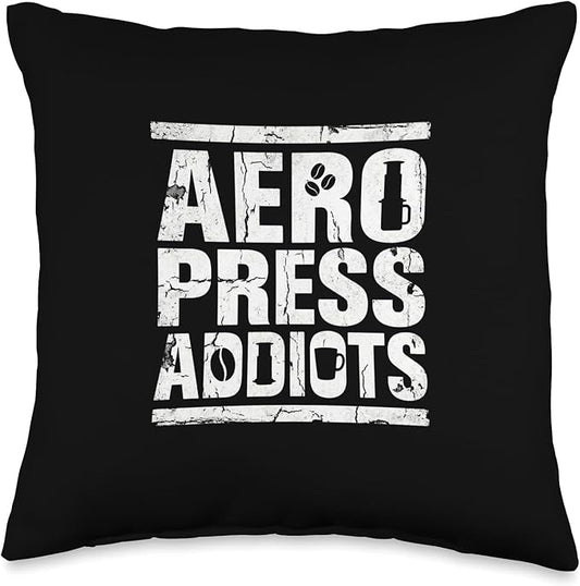 Bold AeroPress Coffee Addict Shirts AeroPress Addicts Throw Pillow