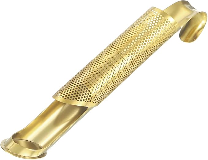 uxcell 1 Pcs Tea Strainer with Fine Mesh, Stainless Steel Tea Steeper, Tea Infuser Stick Pipe with Handle for Loose Leaf Tea, Gold