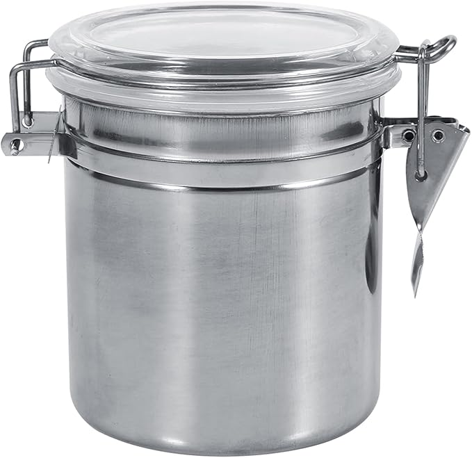 Stainless Steel Kitchen Food Storage Container Bottle For Sugar Tea Coffee Beans Dry Goods Transparent Cover Easy To Use Kitchen Canister (210x210x135cm/82.7x82.7x53.1in)