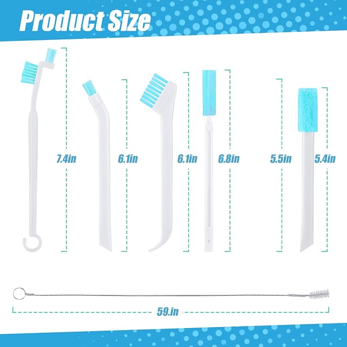 Mity Rain 14PCS Ice Machine Cleaner Set - Ice Maker Cleaning Tools Kit With 2 Pipe Brushes (1.5M Nylon Bristles) and 12 Crevice Cleaning Brushes, White - Image 2
