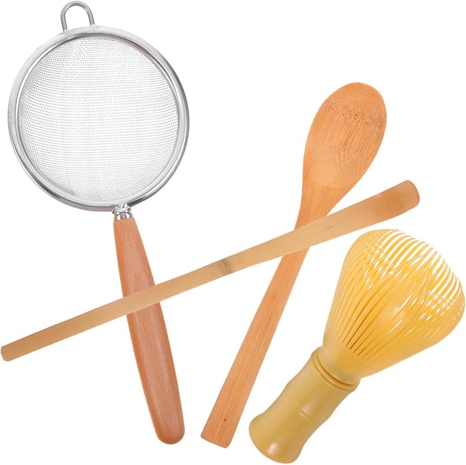 1Set Matcha Tool with Whisk Measuring Spoon and Fine Mesh Strainer for Home and Tea Shop Use Portable Safe and Practical Accessories for Smooth Matcha and Milk Tea