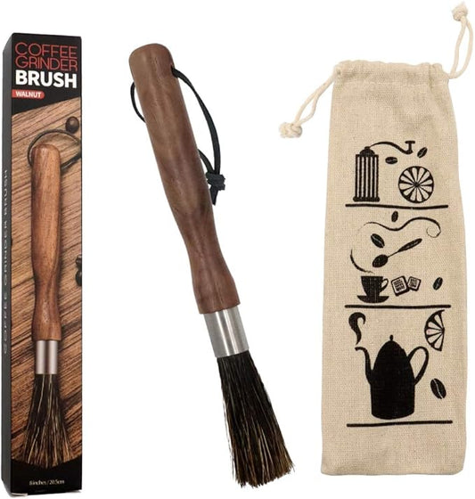 Coffee Grinder Brush, Machine Cleaning Espresso Cleaner, Maker Cleaner Tool with Storage Bag, Wooden Handle