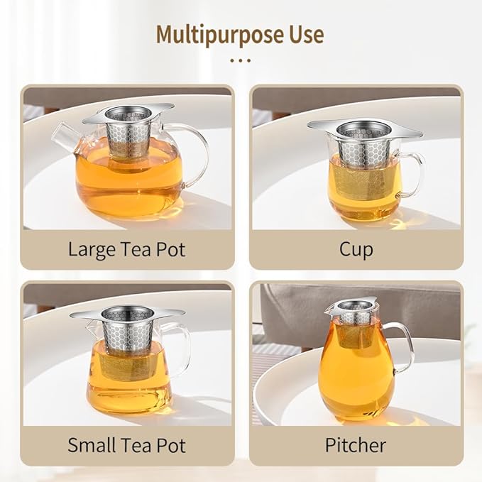 2Pack Tea Infuser Strainers, 316 Stainless Steel Loose Leaf Tea Strainer Stepper with Double Handles, Extra Fine Mesh Ball Infusers, Diffuser Holder Filter for Mugs
