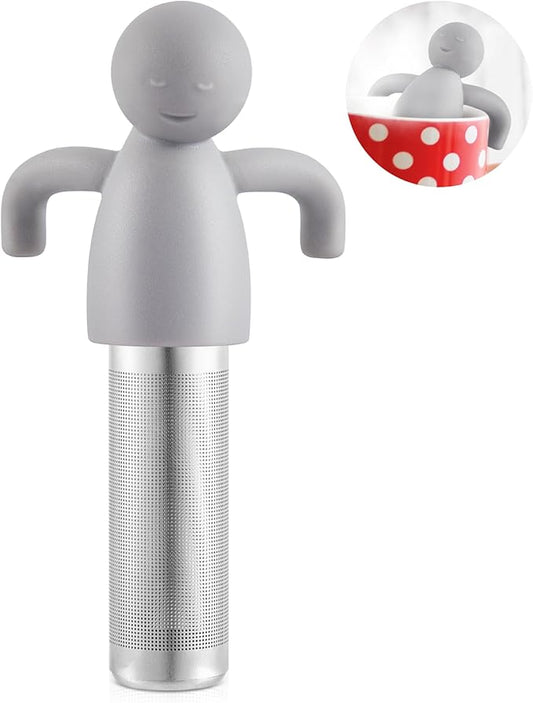Hicarer 1 Piece Tea Infuser for Loose Tea Cute Fine Mesh Strainer Stainless Steel Filter Ball Diffuser Steeper for Teacups Teapots (Gray)