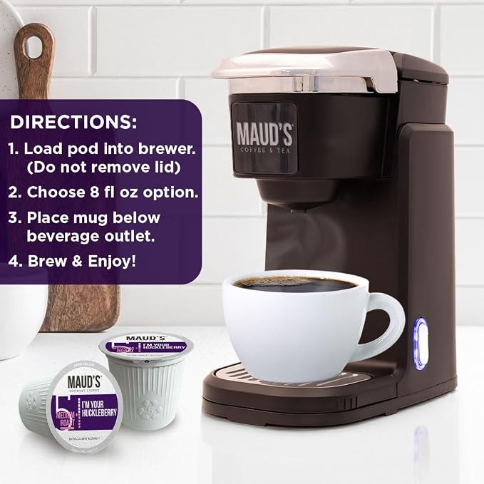 Maud's Huckleberry Flavored Coffee Pods, 18 ct, Medium Roast Flavored Coffee in Single Serve Pods – 100% Arabica Beans, Compatible with Keurig K Cups Maker - Image 5