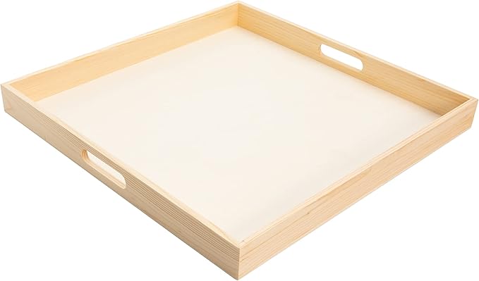 Wooden Nested Serving Trays – Unfinished Square Trays with Cut-Out Handles for Crafts, Serving, Ottomans & Home Décor – Set of 5