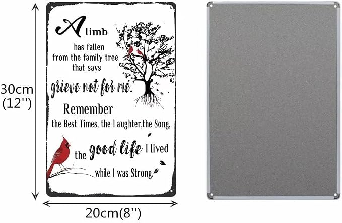 Memorial Gifts for Loss of Mother, Father, Husband, Son, Sympathy Gifts for Loss of Loved One, Rememberance Gift for Loss of Mom Dad, Condolences Gifts, Memorial Decor Sign Plaque 12x8 Inches Metal Tin Sign (Bird Style) - Image 6