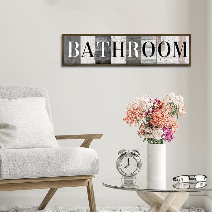 WKYAER Vintage Bathroom Wall Plaque, Farmhouse Home Decor, Bathroom Decor for Wall Table Shelf, Washing Room Decors, Rustic Hanging Signs and Plaques, Decorative Wooden Box Sign 17.8x4x1.2 inches - Image 6
