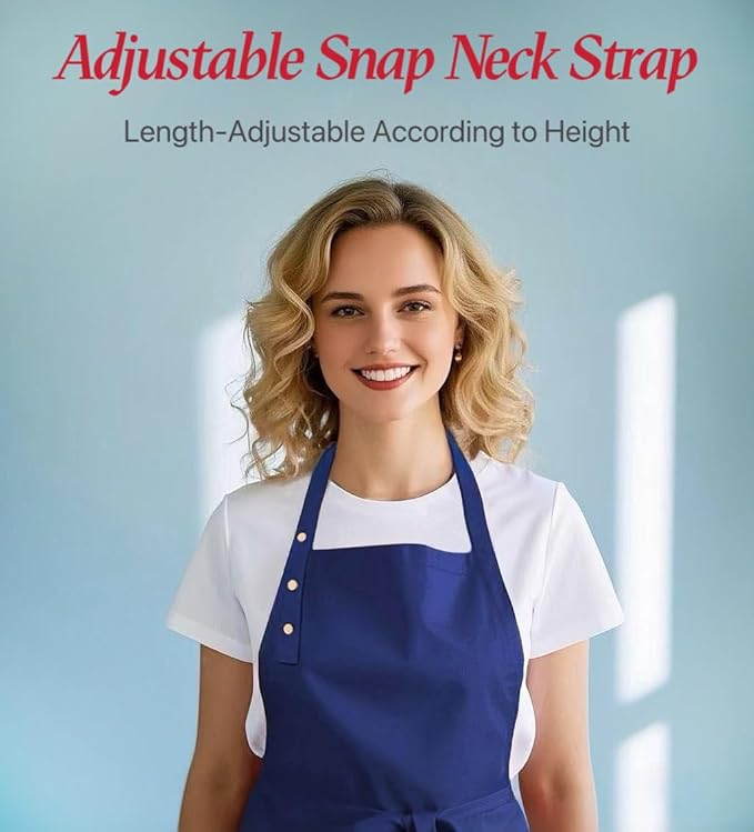 Kitchen Cooking Apron for Women Men Water-Resistant Artist Barista Baking Craft Catering Work Bib with Large Pockets