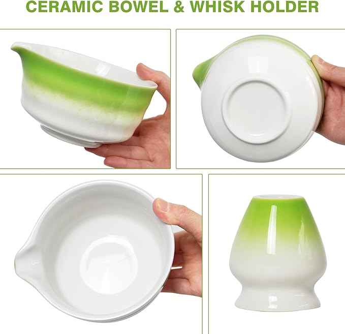Matcha Whisk Set, Premium Complete Ceremonial Grade Matcha Set Includes Matcha Bowl, Bamboo Scoop, Matcha Whisk, Holder and Sifter