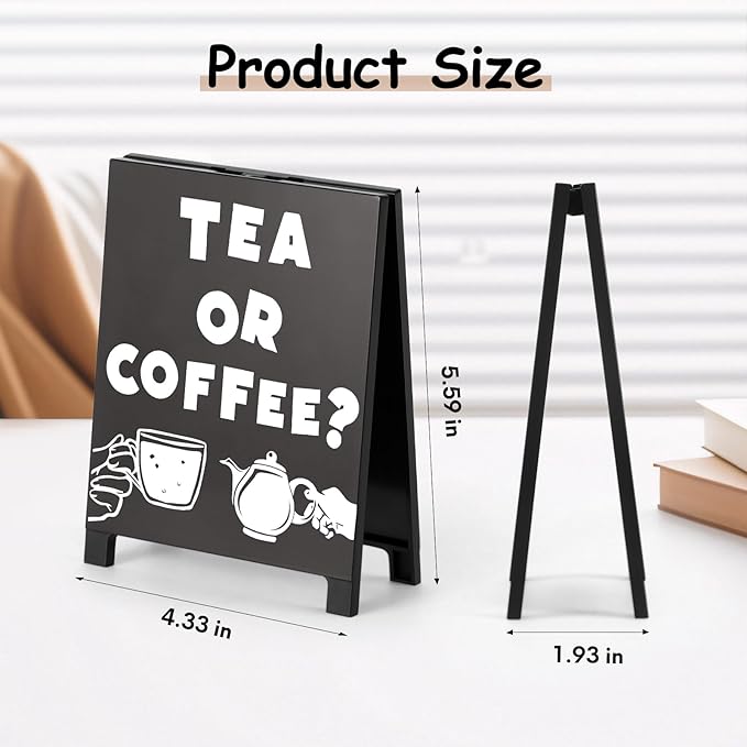 Coffee Bar Accessories Decor: Black Coffee Station Corner Decorations Sign for Kitchen Tabletop Desk Shelf
