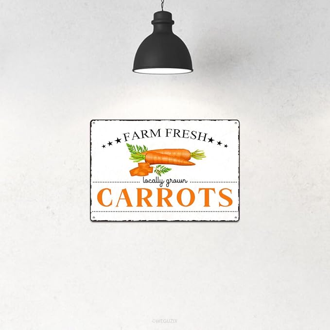 Vintage Carrots Metal Signs Wall Decor Funny Vegetables Art Poster Decorative for Home Farmhouse Kitchen Garden Cafe Bar Farm Porch Fence Yard 12X8 Inch Aluminium Hanging Plaque - Image 4
