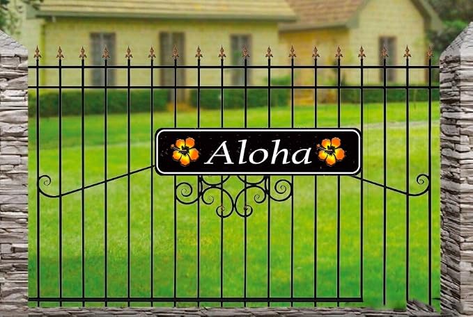 Aloha Floral Sign - Tropical Beach House Decor - Vintage Style Metal Wall Art for Tiki Bar, Patio, or Home, 16x4 Inch Hawaiian Sign - Image 3