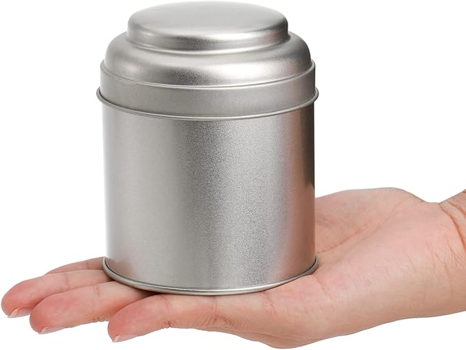 Lawei 9 Pack Tea Tins Canister with Airtight Double Lids, 8 OZ Round Tin Can Box, Small Kitchen Canisters Containers for Storage Tea, Coffee, Sugar, Loose Leaf, Candy, Herbs and Spices, Silver
