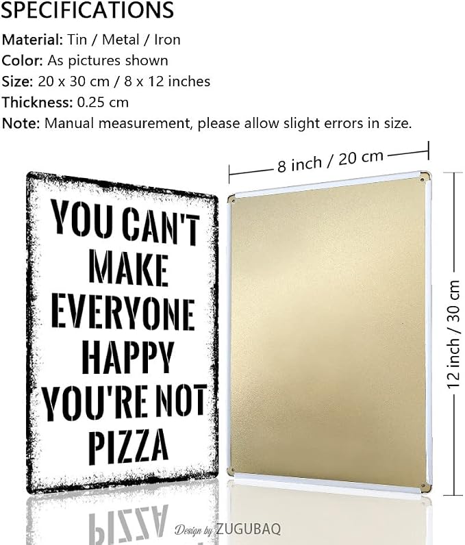 Pizza Tin Signs Vintage Metal Sign Funny Food Art Printing Poster Wall Decor for Home Kitchen Bar Restaurant Cafe Pub Indoor Outdoor 12x8 Inch Hanging Plaque - Image 2