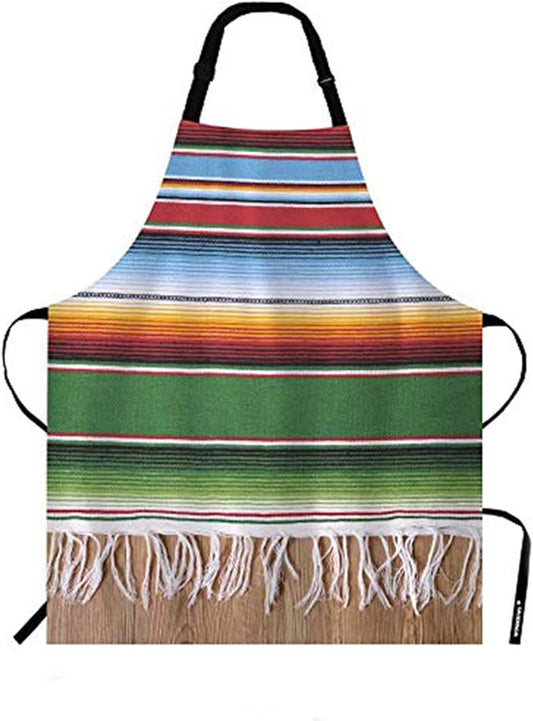 WONDERTIFY Mexican Style Apron,Traditional National Blankets Colorful Lines Bib Apron with Adjustable Neck for Men Women,Suitable for Home Kitchen Cooking Waitress Chef Grill Bistro Baking BBQ Apron