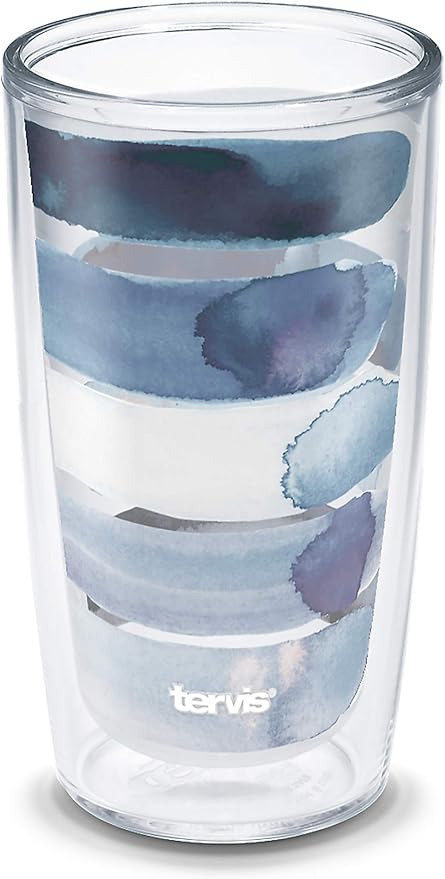 Tervis Made in USA Double Walled Kelly Ventura Insulated Tumbler Cup Keeps Drinks Cold & Hot, 16oz, Sorbet Stripe