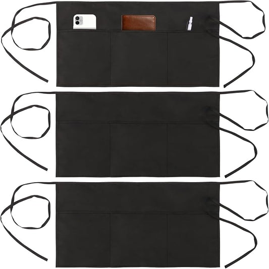 Server Apron with Multi-Pocket Design, Extra-Long Straps & Large Fit for Restaurant Servers, Bartenders & Baristas by YELEGAI