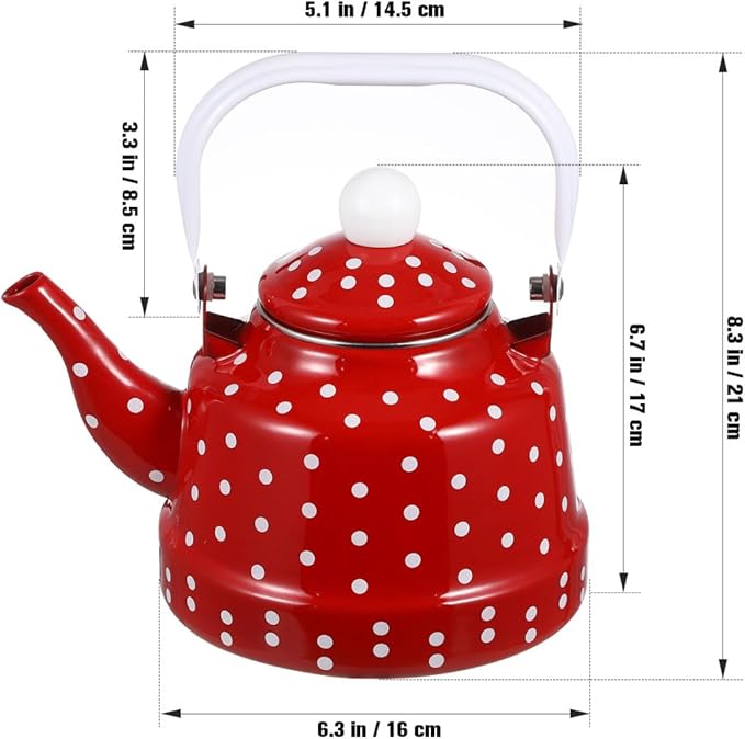 1.8 Quart Vintage Tea Kettle,Enamel Tea Kettle with Handle Cute Stovetop,Enamel on Steel Water Coffee,Colorful Hot Water Kettle for Home Kitchen Decor, No Whistling