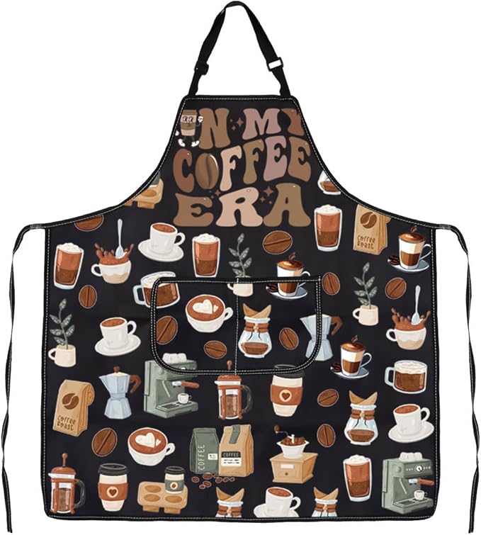 WSNANG In My Coffee Era Apron Coffee Lover Gift Coffee Themed Apron for Barista Funny Coffee Gifts Barista Gift