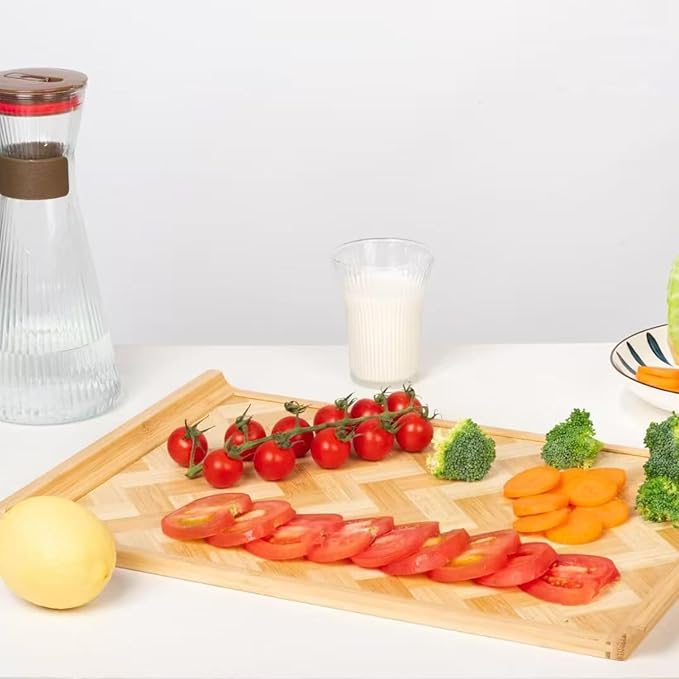 Large(18''H x 12''W) Bamboo Serving Tray are Hand-Woven - Perfect for Coffee, Eating or Party - Sturdy Serving Tray